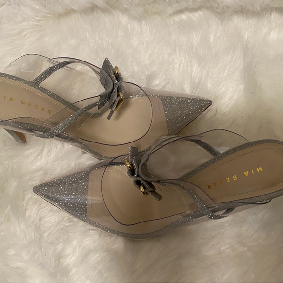 Mia Becar Marilyn Mule PVC 100 Silver Heels. Size 9.5 NWOB. - Picture 5 of 10